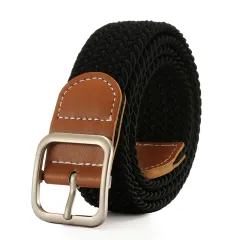 Fashion Square Buckle Women's Canvas Belt - Black - View 1
