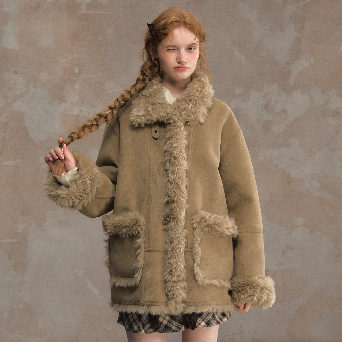 Womens Thickened Lambswool Coat For Autumn And Winter