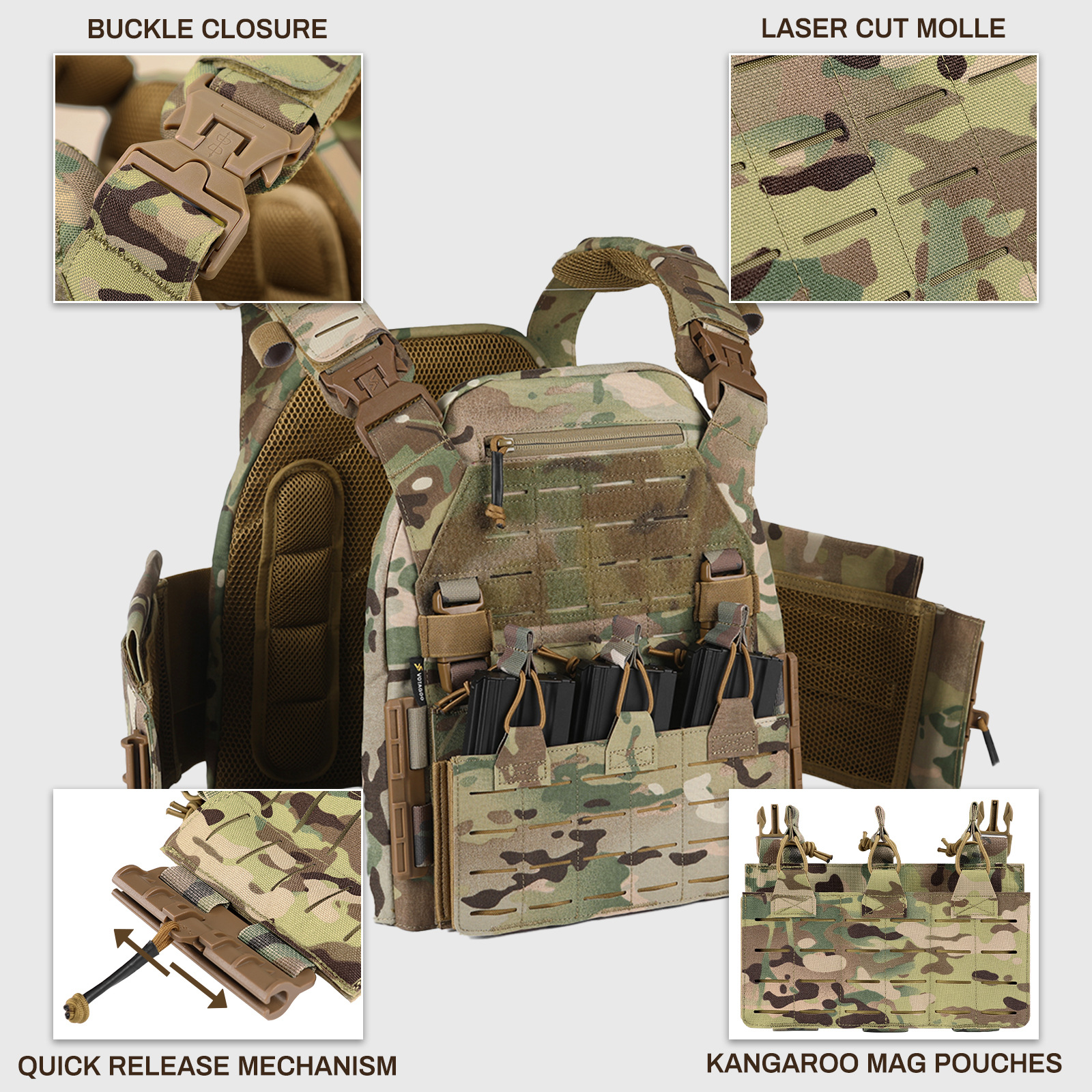 Lightweight Army Camouflage Quick Release Protective Waistcoat - Image 5