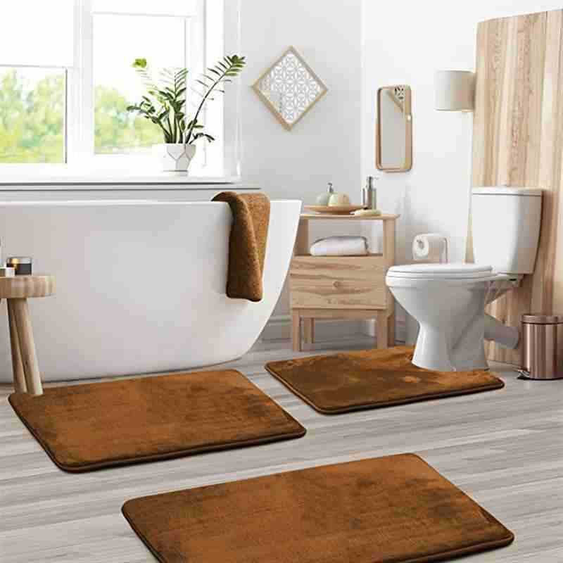Non-slip Coral Fleece Bathroom Set Toilet Mat And Bathroom Floor Mat For Home Use