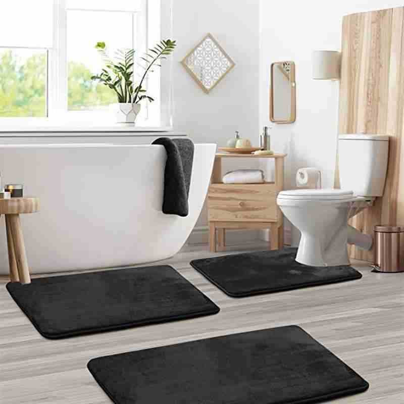 Non-slip Coral Fleece Bathroom Set Toilet Mat And Bathroom Floor Mat For Home Use