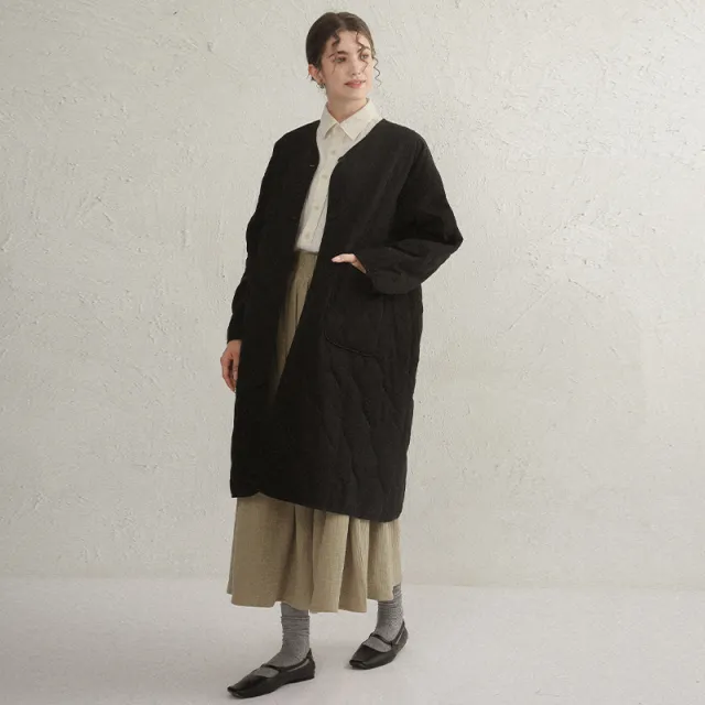 New Autumn And Winter Robe Cotton Coat Three layer Quilted Chic Long Thick Cardigan Black - Shop at LoveMi
