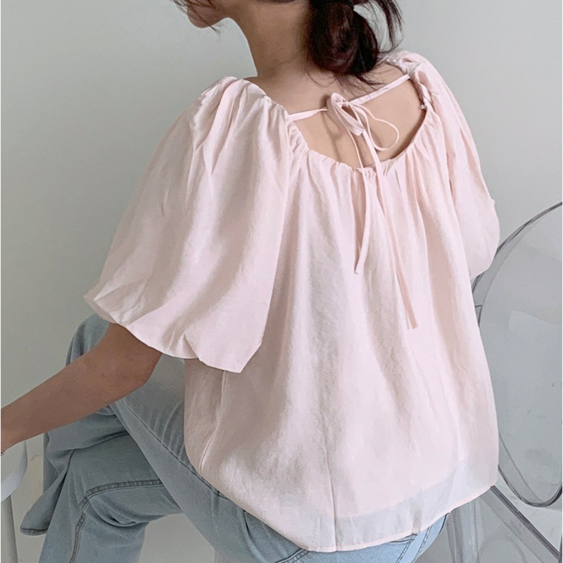 Women's Fashion Lace-up Short-sleeved Shirt