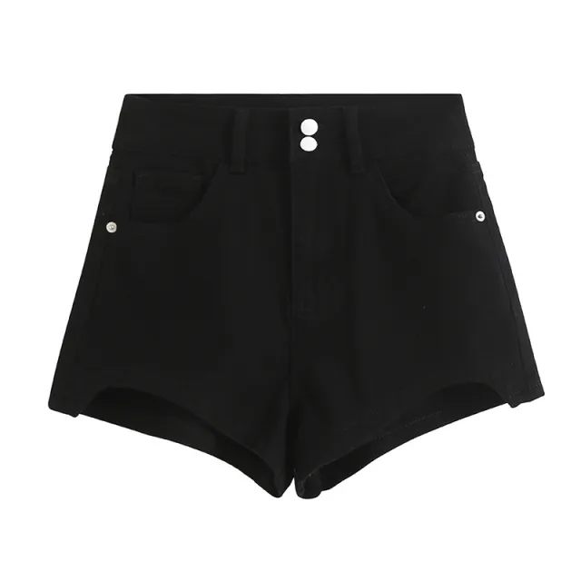 Women's Summer High Waist Denim Shorts Retro Black - Shop at LoveMi
