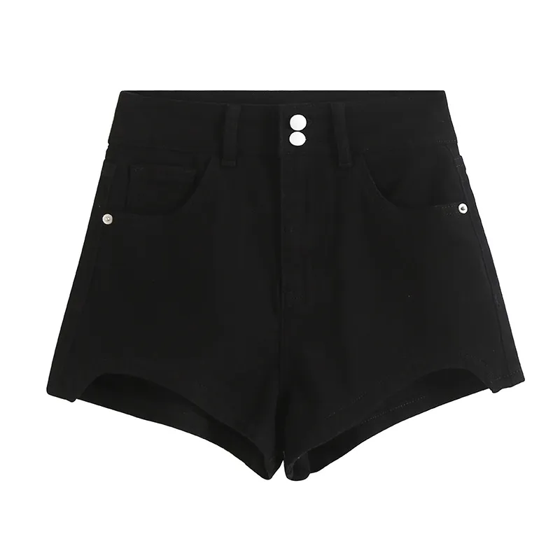 Women's Summer High Waist Denim Shorts - Retro Black
