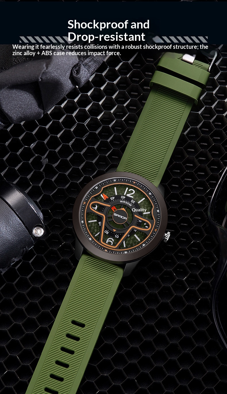 Sanda 9023 Creative Steering Wheel Quartz watch for Men