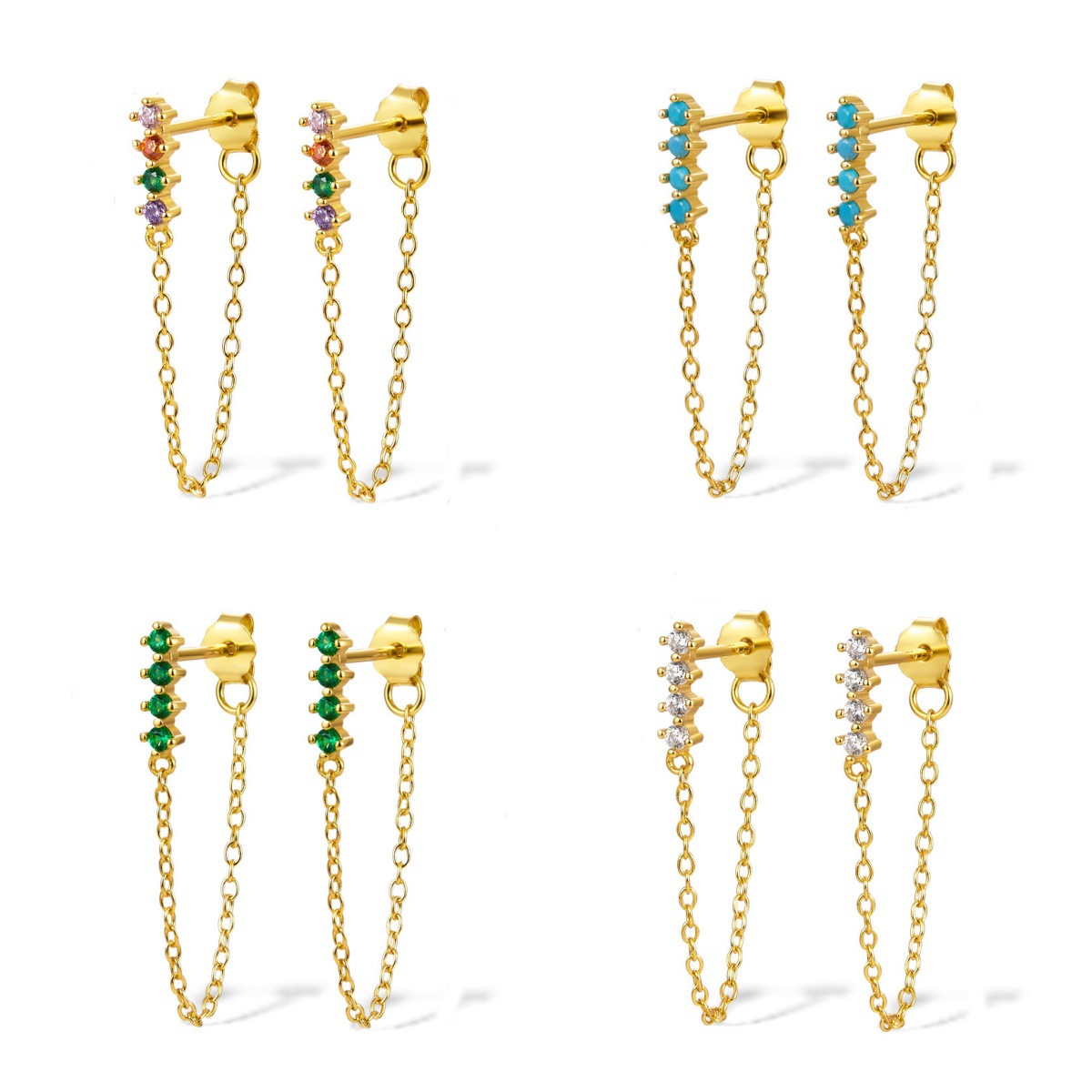 Earring Drop With Pave-set Zirconia Stud Earrings For Women