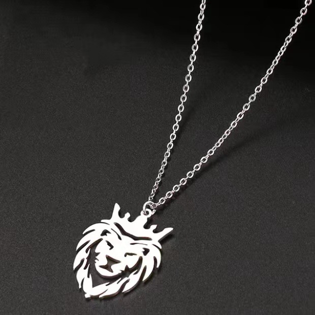 Hollow LION Necklace Titanium Steel Personality Chain