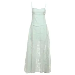 Women's Clothing Backless Seaside Vacation Spaghetti Straps Dress - Green - View 1
