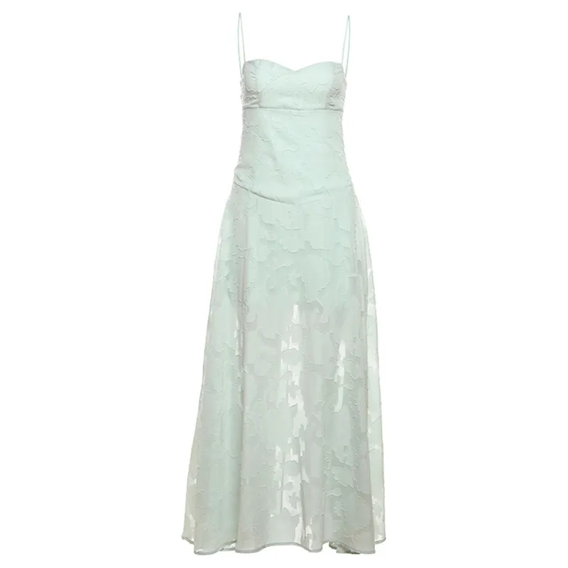Women's Clothing Backless Seaside Vacation Spaghetti Straps Dress - Green