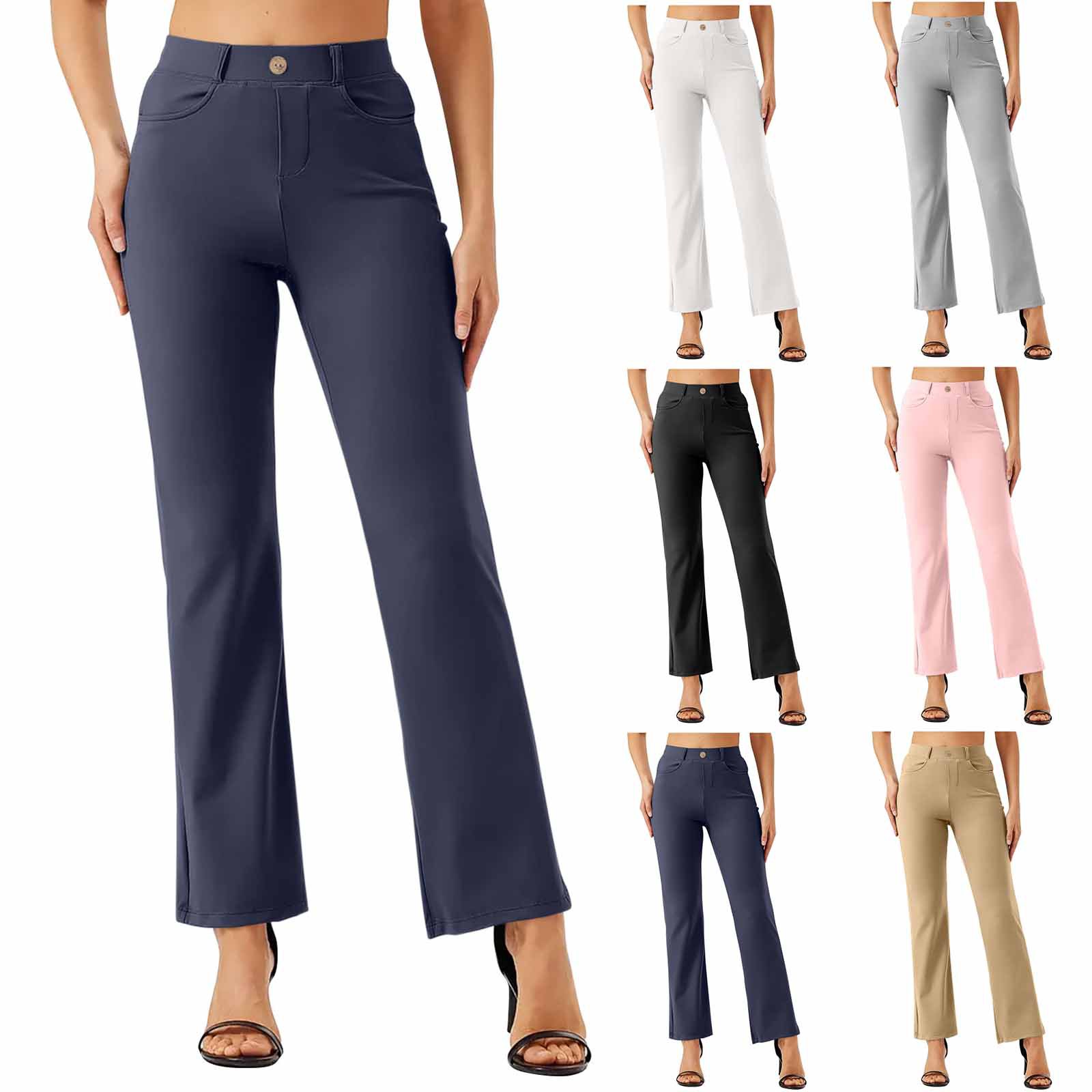 Elastic Waist Work Office Straight-leg Trousers