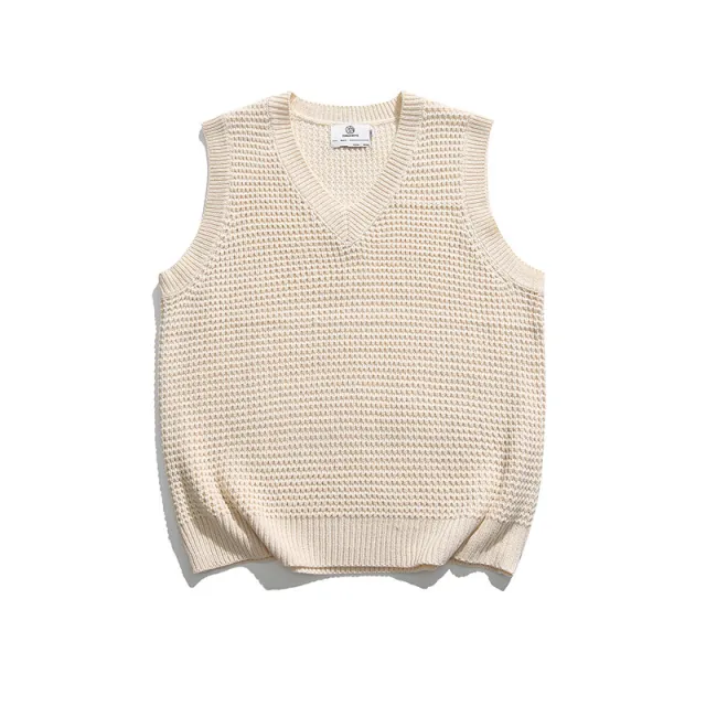 Japanese Autumn Loose Knit Casual Vest Beige - Shop at LoveMi