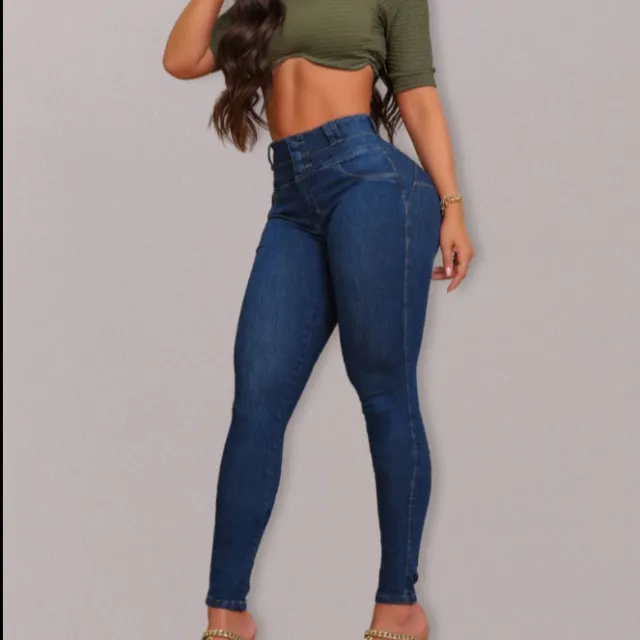 European And American Tight Stretch Hip Lift Women's Pants Dark Blue - Shop at LoveMi