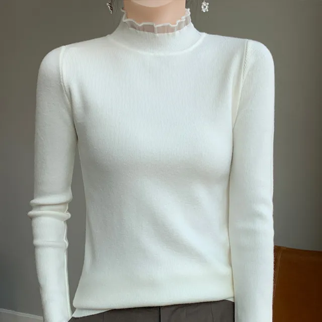 Women's Half Turtleneck Sweater Inner Wear Sweater White - Shop at LoveMi