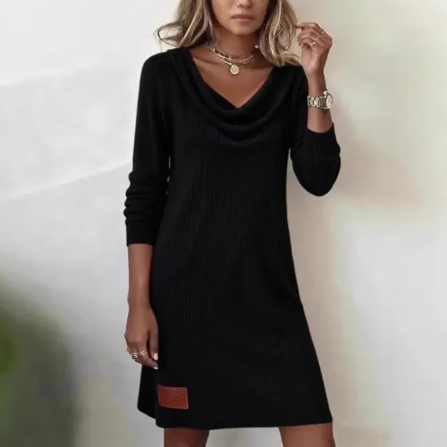 Allwinter Womens Long sleeve Turtleneck Comfortable Dress Black - Shop at LoveMi