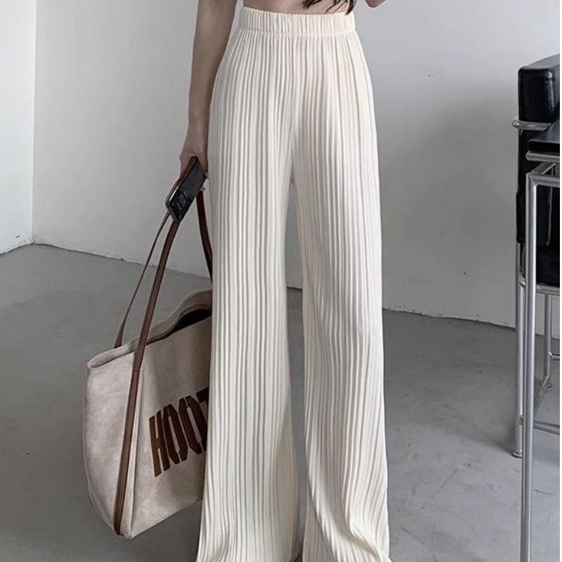 High-waisted Draping Lightweight Pleated Casual Pants