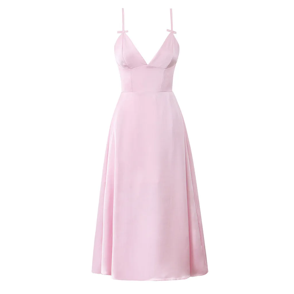 New Springsummer Elegant And Sophisticated Rose-colored Dress - Rose