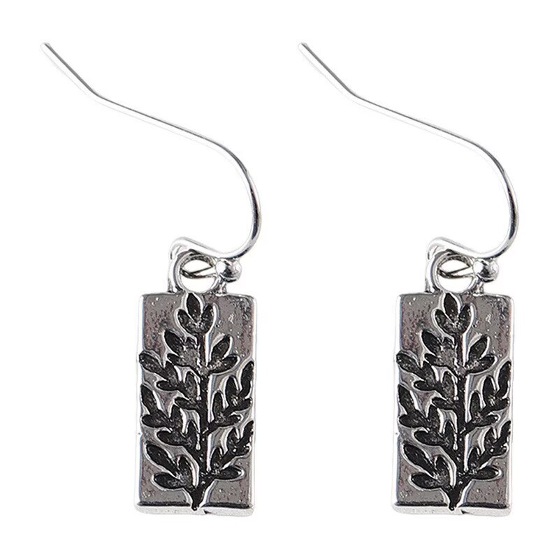 Retro Antique Silver Leaf-shaped Earrings
