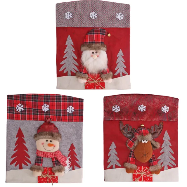 Decoration Three dimensional Cartoon Chair Cover Santa Snowman Three Piece Set - Shop at LoveMi