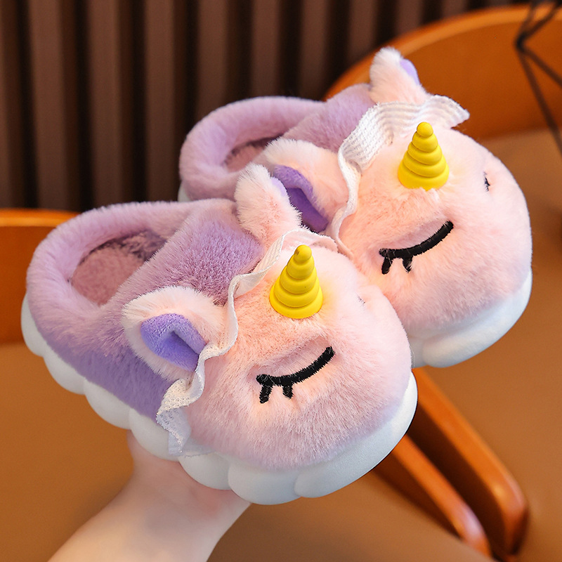Cute Autumn And Winter Indoor Non-slip Warm Closed-toe Cotton Slippers