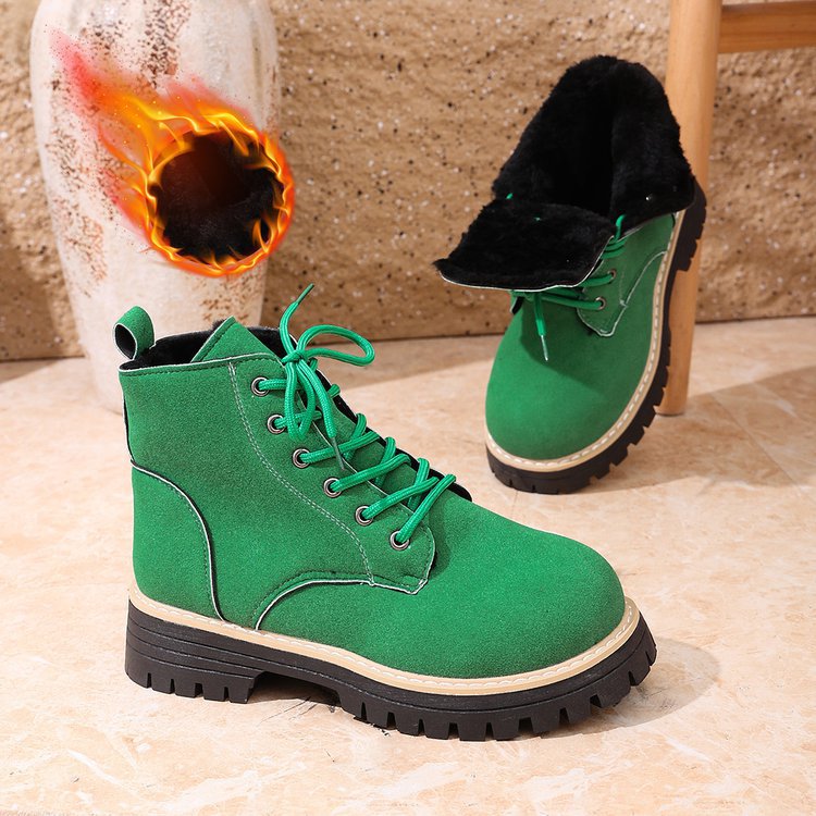 Women’s Lace-Up Suede Fleece-Lined Ankle Boots