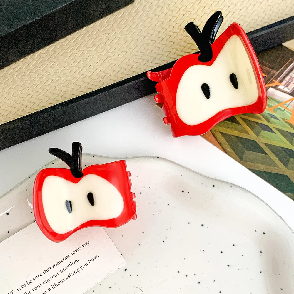 Cute Large Red Spliced Handmade Hair Clip
