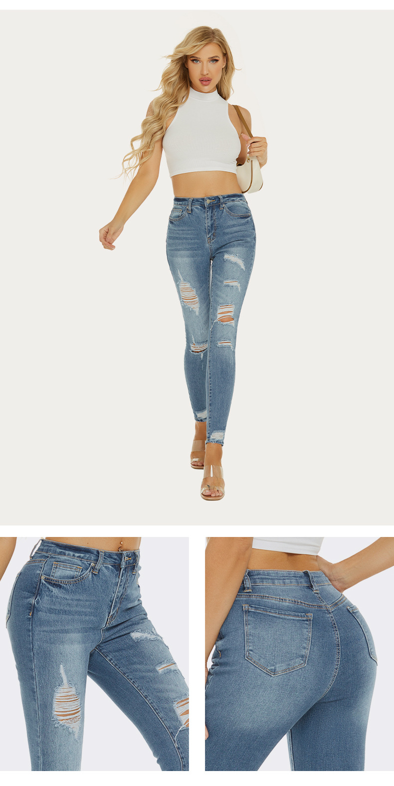 Title 2, Womens ripped skinny jeans in European and Ame...