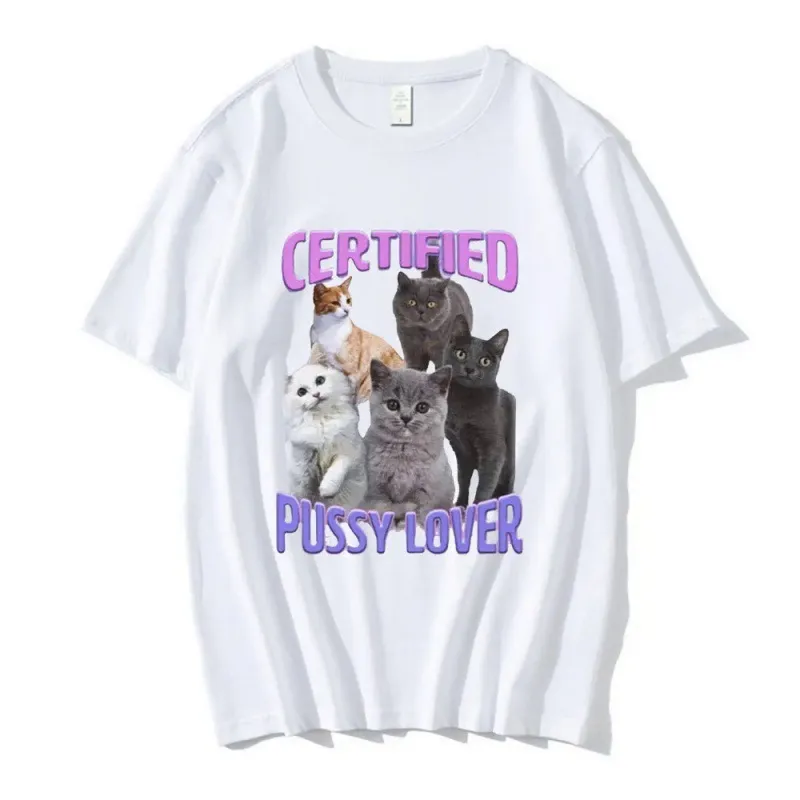 Certified Pussy Lover Cat Meme Shirt - White