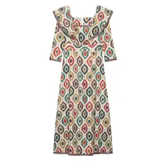Ethnic Style Elegance Retro Flying Sleeves Printed Dress - View 1
