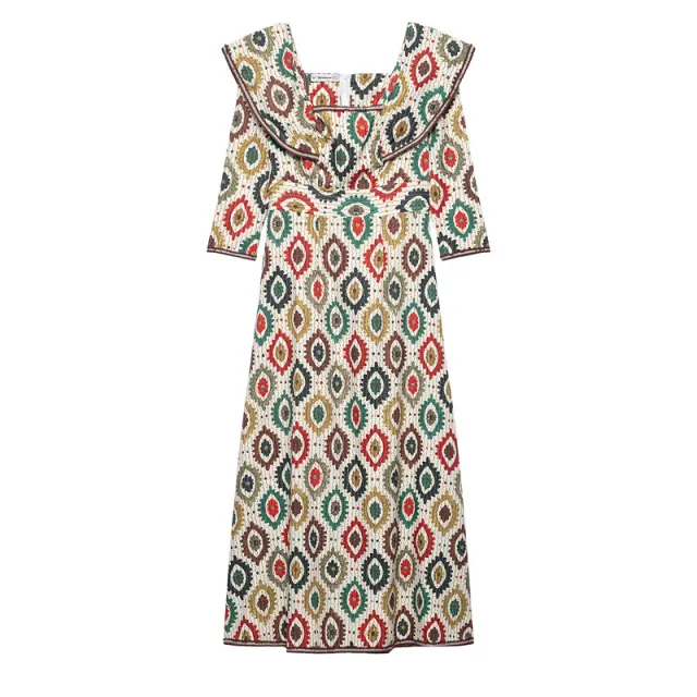 Ethnic Style Elegance Retro Flying Sleeves Printed Dress - Shop at LoveMi