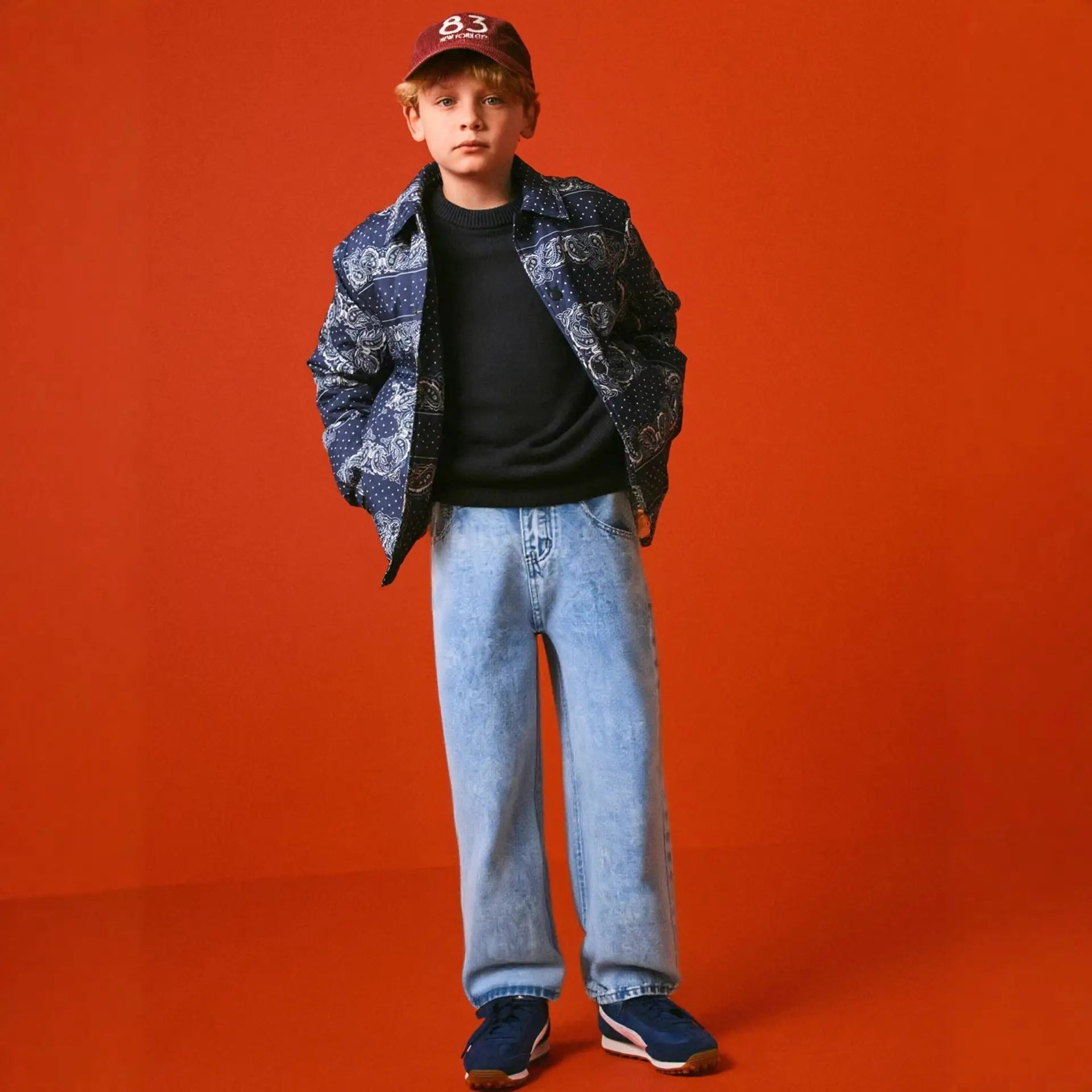Versatile Light-Colored Washed Boys Straight-Leg Denim Trousers