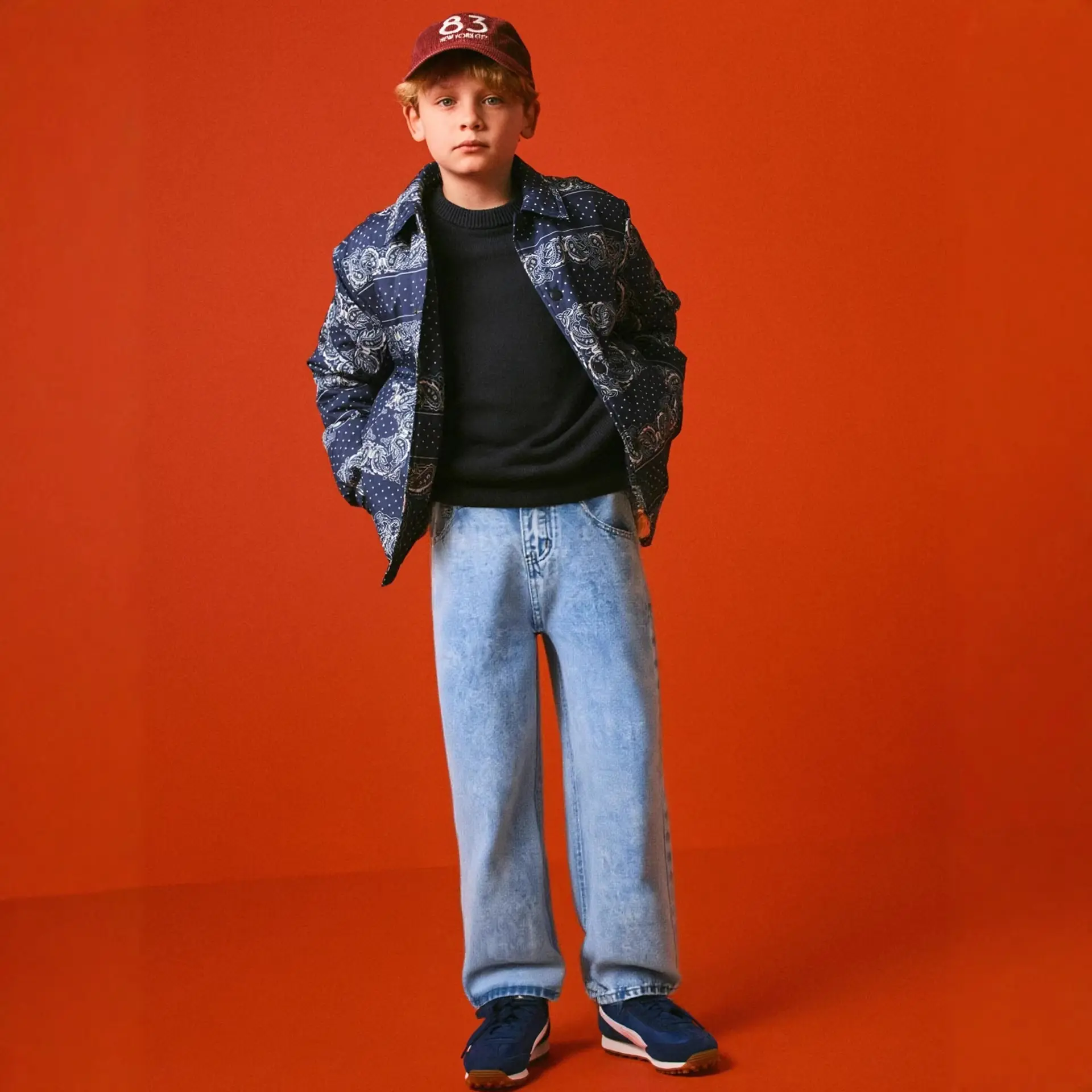 Versatile Light-Colored Washed Boys Straight-Leg Denim Trousers