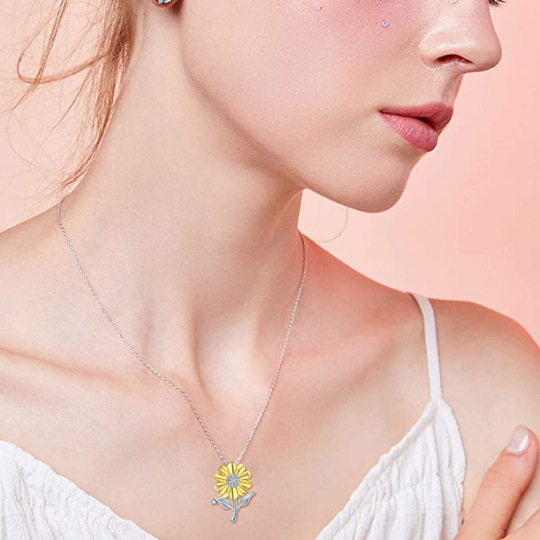 Sterling Silver Sunflower Necklace, picture 2 of 3