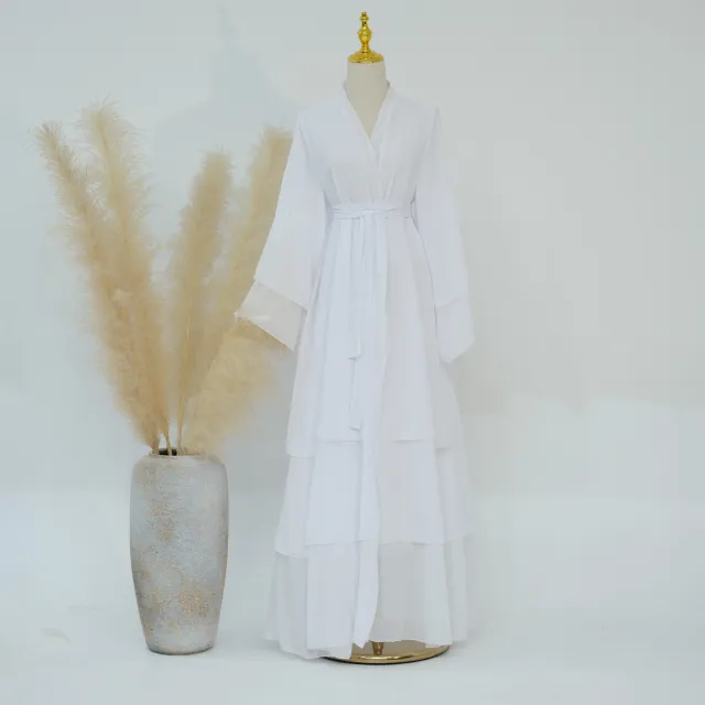 Dubai Middle East Turkey Dubai Exquisite Elegant Cardigan Robe White - Shop at LoveMi