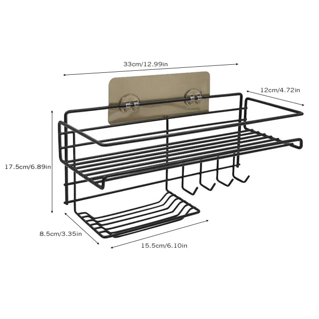 Punch free Bathroom And Bathroom Storage Rack Black - Shop at LoveMi