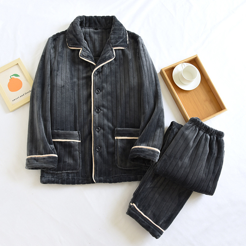 Coral Fleece Thickened, Lined Cozy Pajama Set For Couples