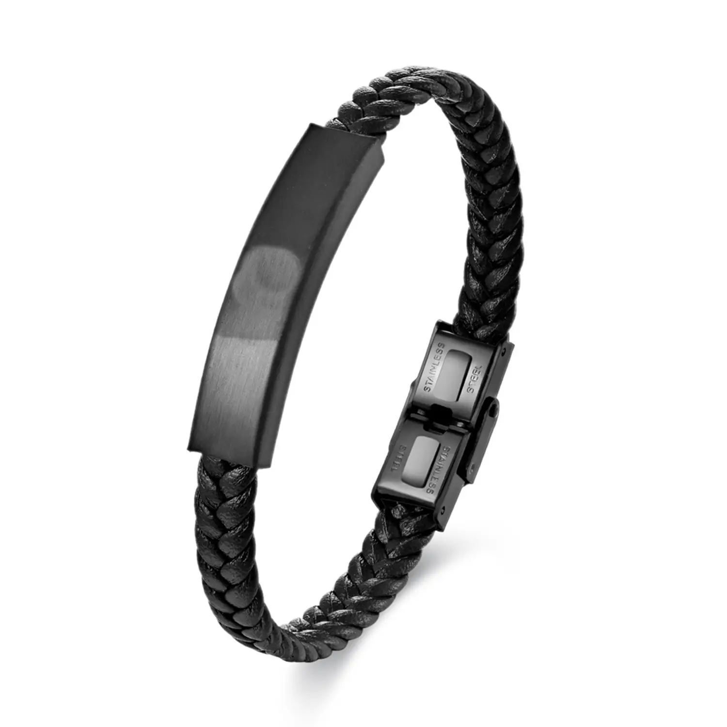 Leather Ornament Titanium Steel Men's Weaving Leather Bracelet