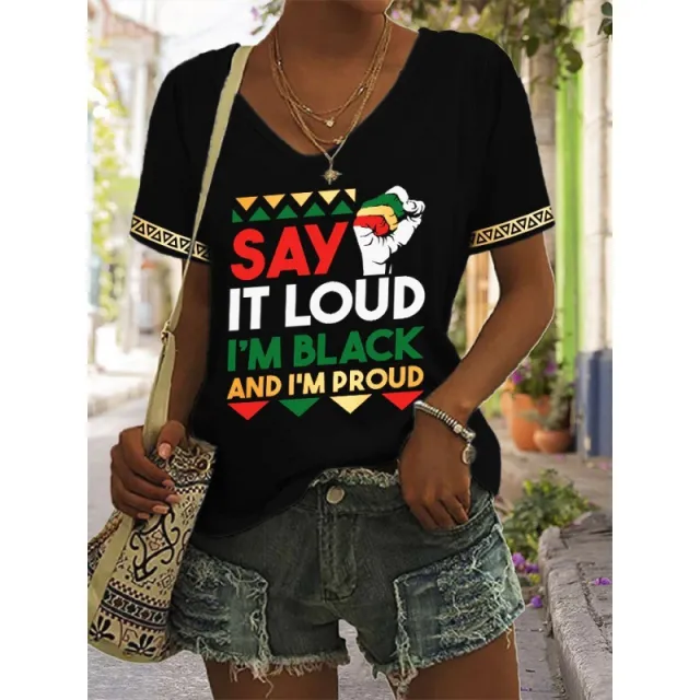 European And American Women's Clothing New Top Loose V neck Digital Printed Short Sleeve T shirt Dz 64840 Rdm 4Xl - Shop at LoveMi