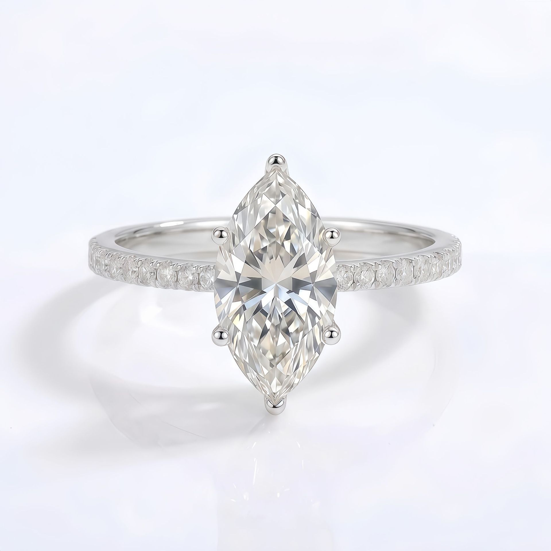 S925 Sterling Silver Moissanite Ring Horse Eye Design