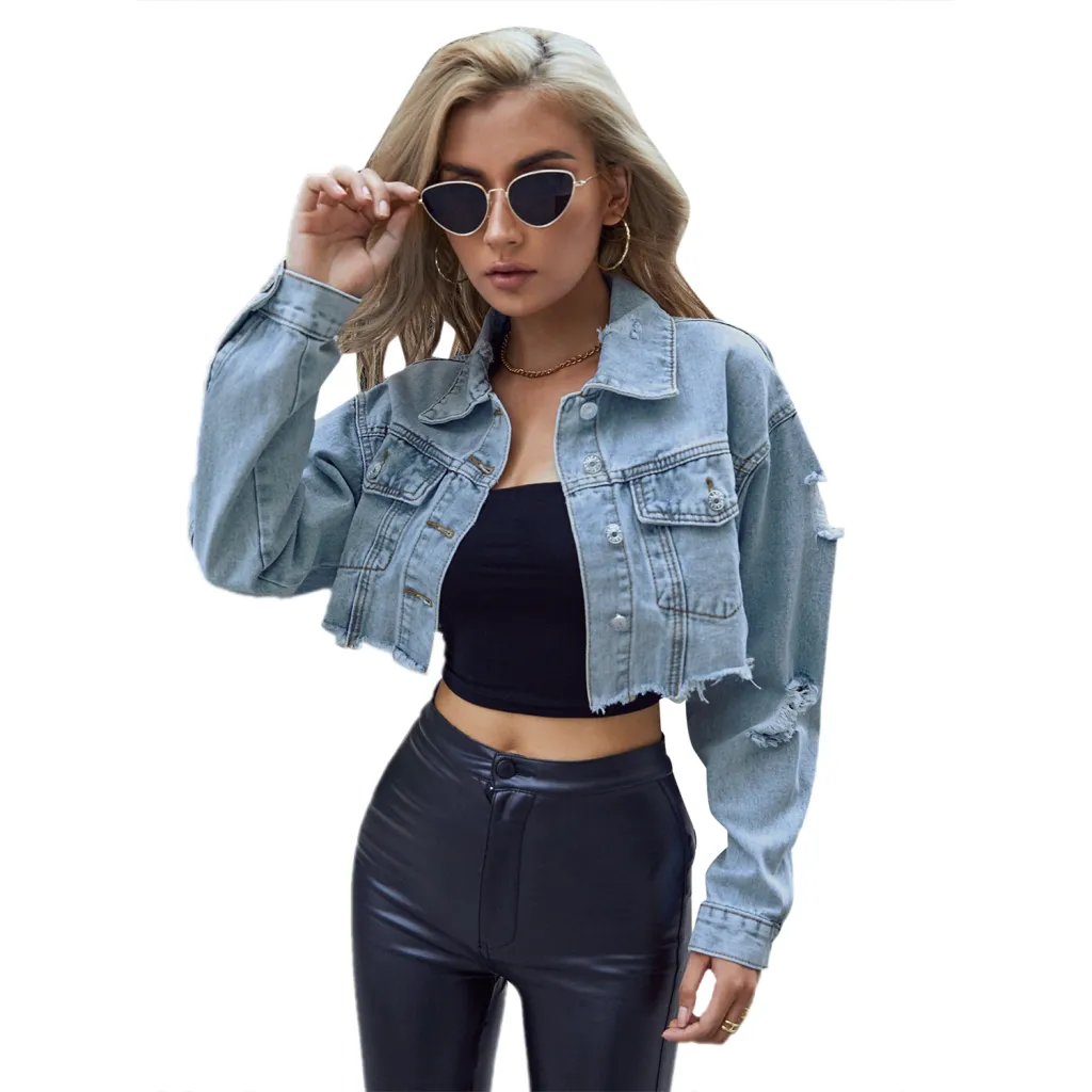 European And American Leisure All-matching Short Fashion Denim Jacket - Blue