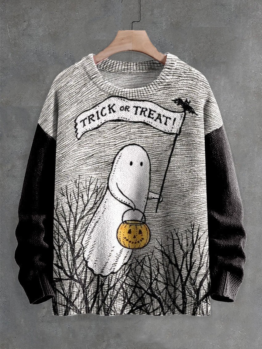 Suéter estampado de terror con patrón de fantasmas - Imagen 12 de 17
