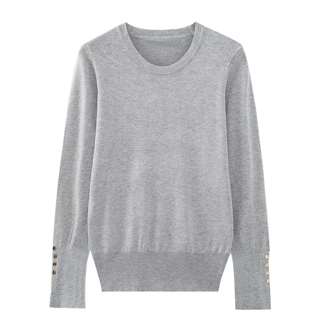 Women's Round Neck Slim Bottoming Basic Sweater Gray - Shop at LoveMi