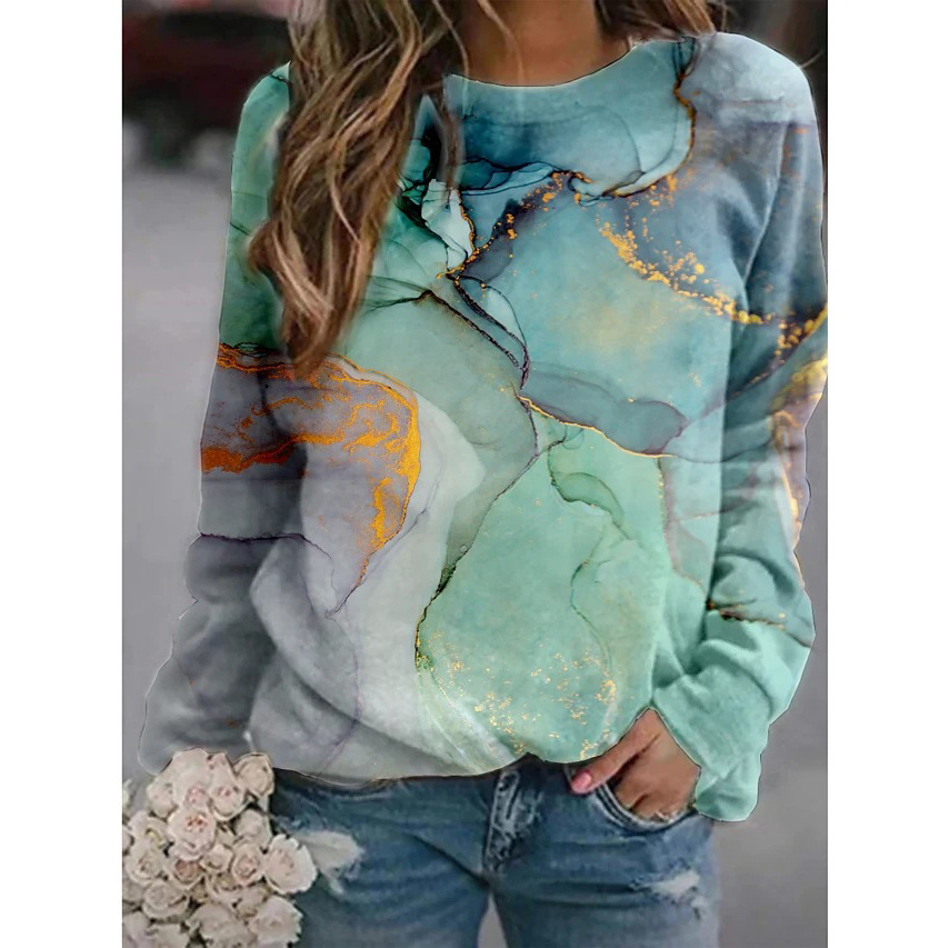 Title 2, Landscape Flower Floral Print Long Sleeve Pullover