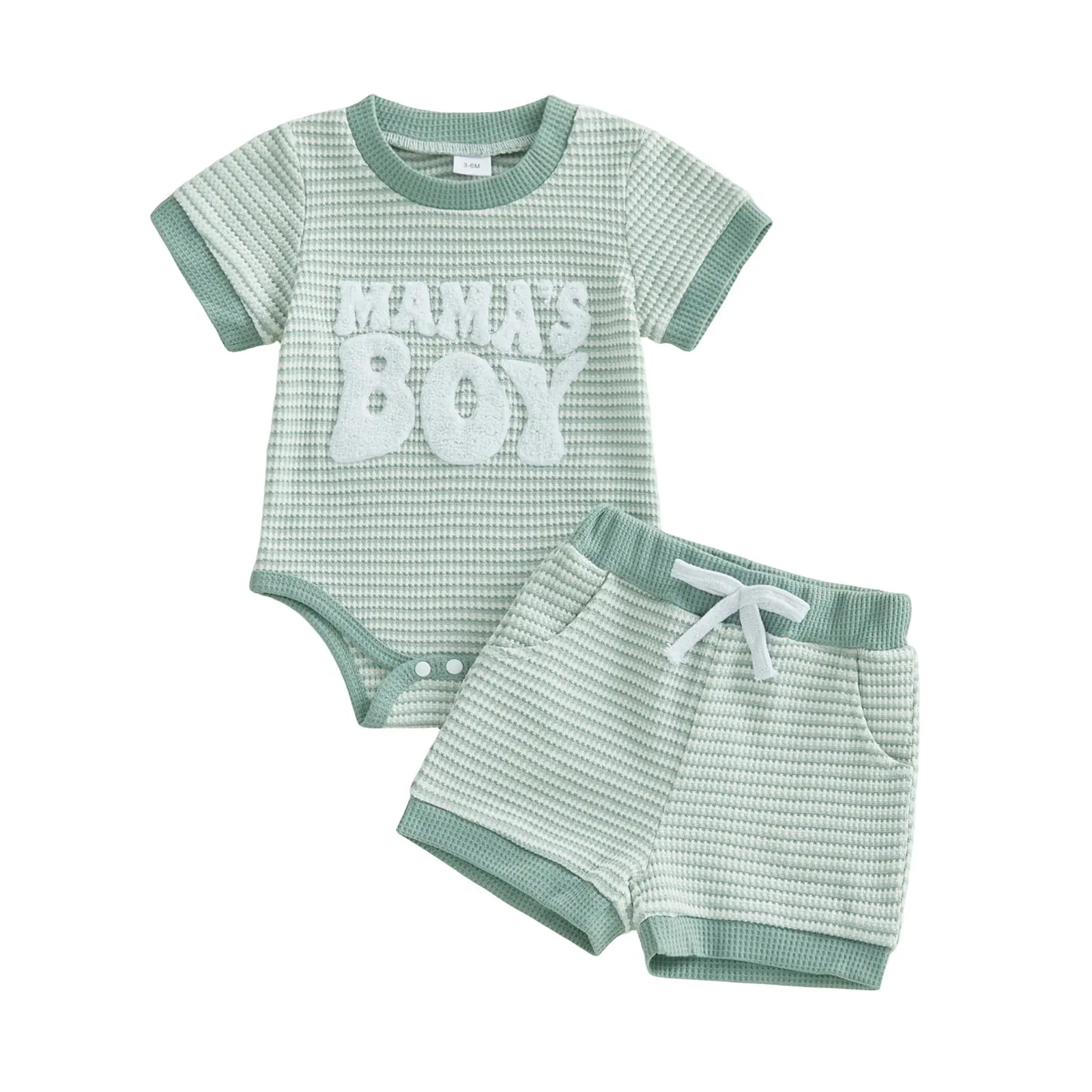Baby Boy Striped Embroidered MAMA Romper