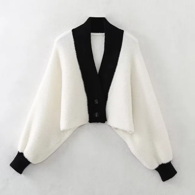 Autumn And Winter New Contrast Color Batwing Shirt Knitted Coat Sweater - Shop at LoveMi