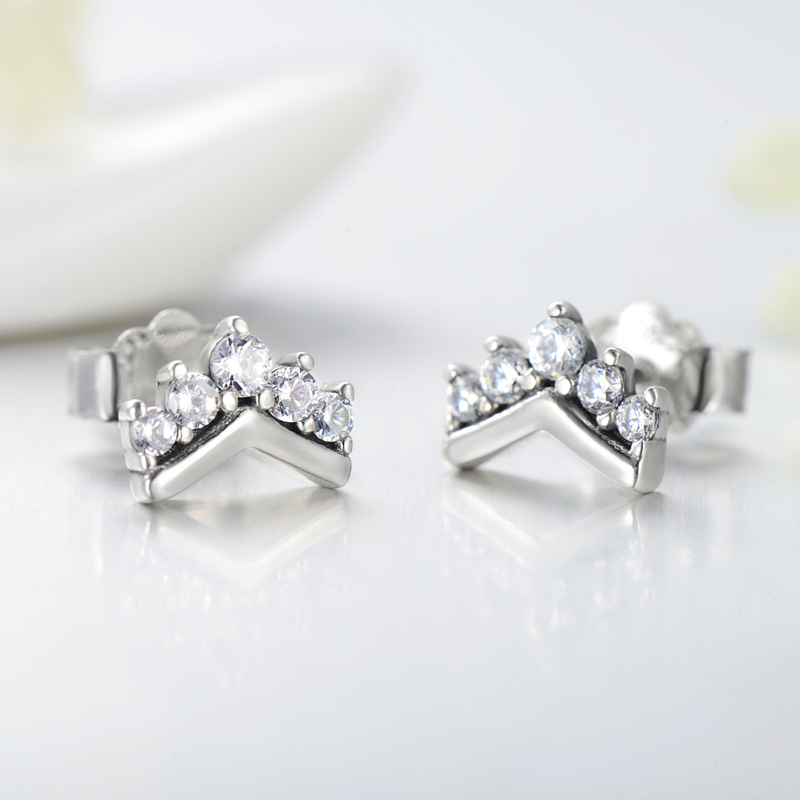 S925 Sterling Silver Crown Cute Earrings Women