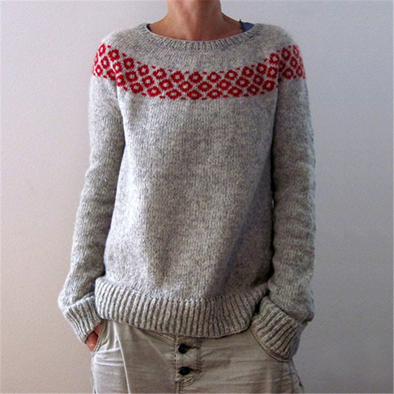 Title 3, Round Neck Loose Multicolor Pullover Sweater