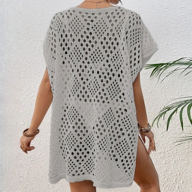 Lady's Dress Tie up Beach Hollow out Knitwear Gray - Shop at LoveMi