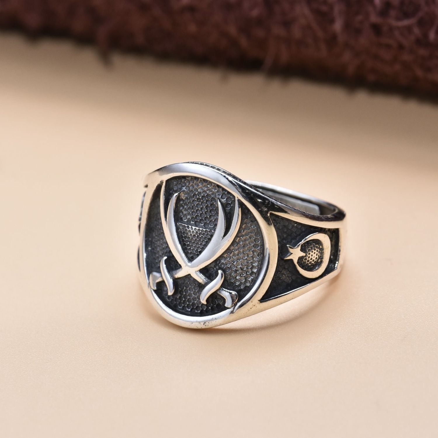 Retro Double Knife Open End Adjustable Ring Men's Ring