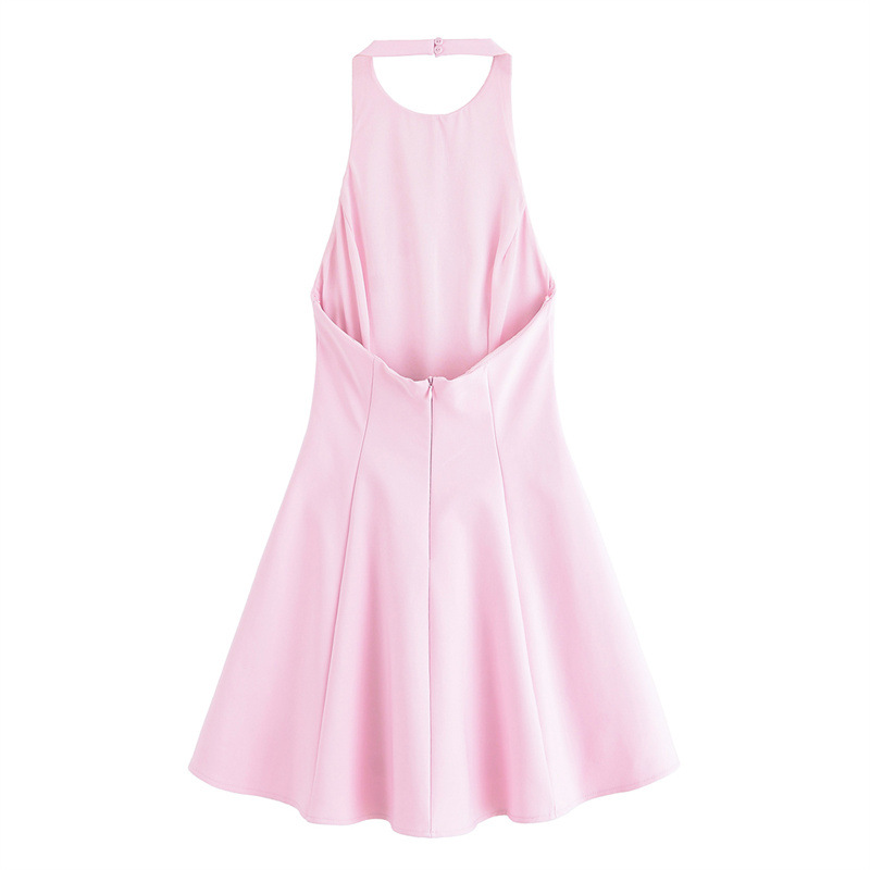 Wave Decoration Hanging Collar Dress